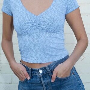 Brandy Melville Blue Floral Rare Gina Top